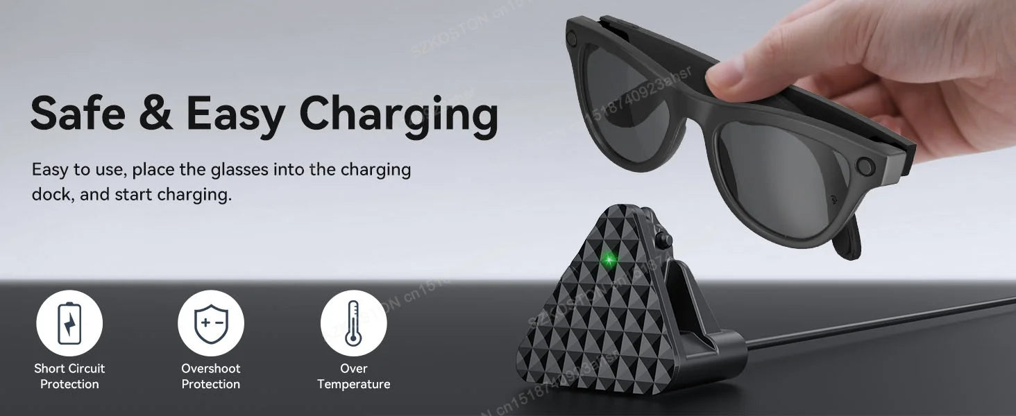 Portable charging dock for Rayban Meta AI Glasses Wayfarer/Skyler/Headliner Mini Charger with USB Cable Accessories