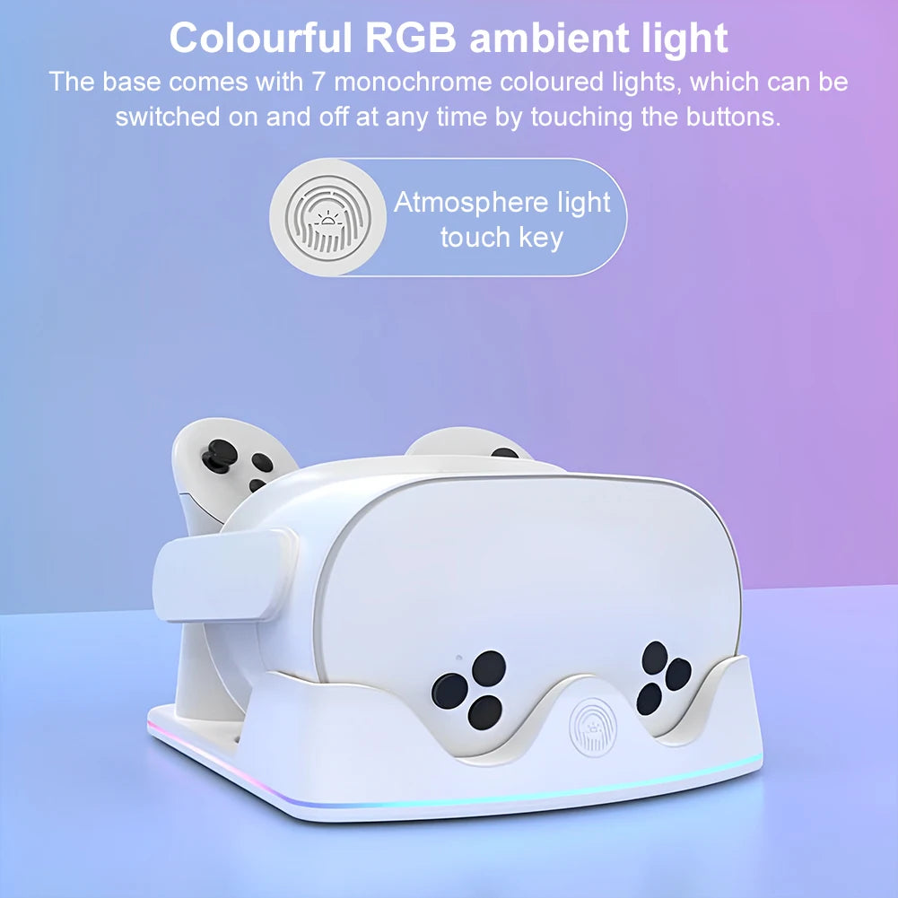 Charging Dock for Meta Quest 3S VR Headest Fast Charging Station W/ RGB Light Charging Stand for Meta Quest 3S/Quest 3/Quest 2