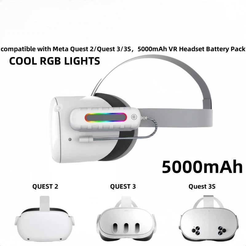For Meta Quest 2/3/3s external power bank battery life power supply VR headset accessories fully compatible 5000mAh