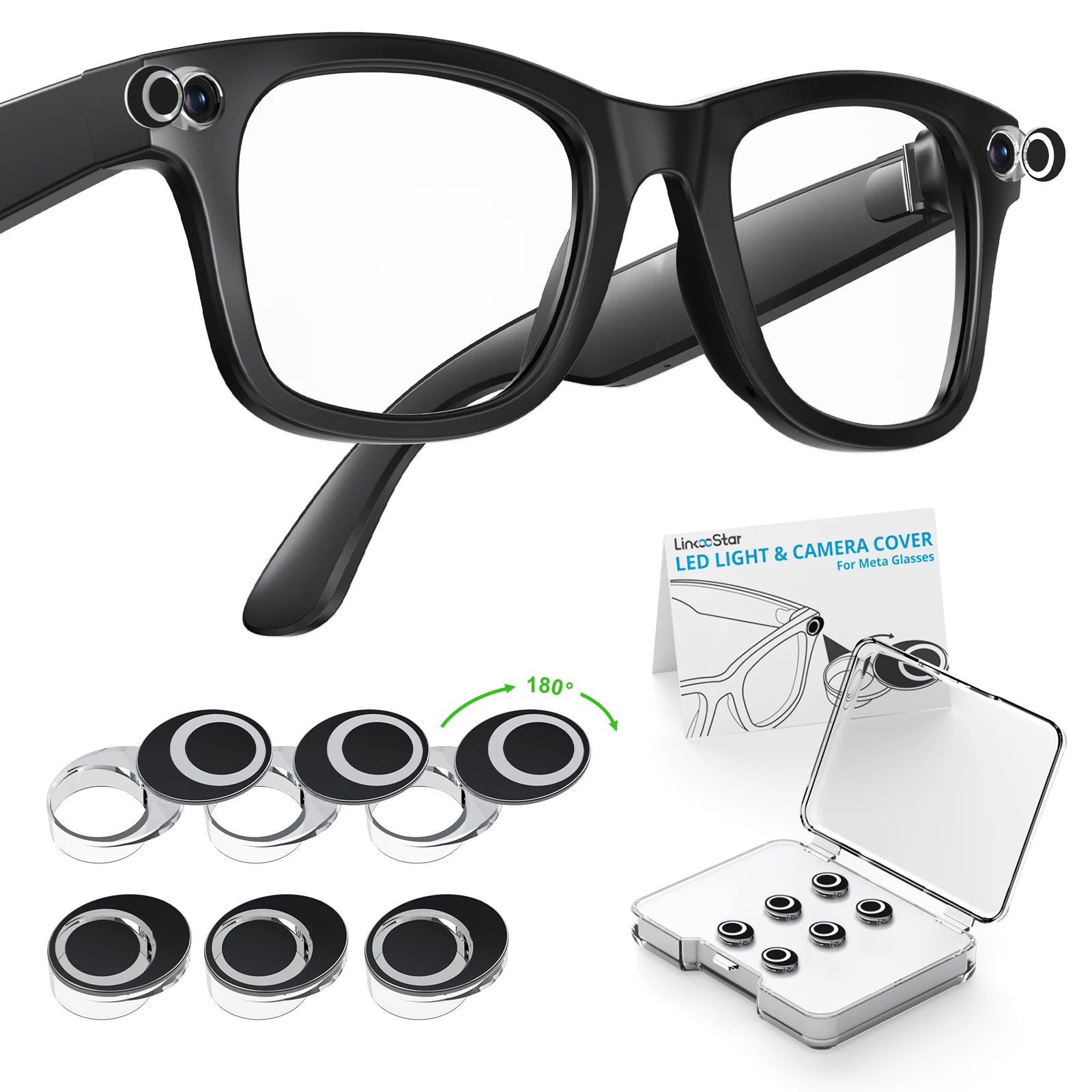 2/4/6PCS For Meta Smart Glasses Rotating Camera Cover for Ray Ban Meta Wayfarer/skyler/headliner Oakley Led Light Cover