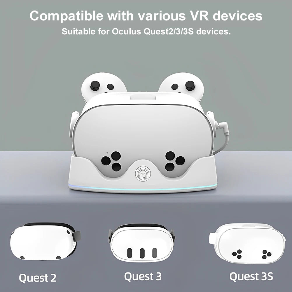 Charging Dock for Meta Quest 3S VR Headest Fast Charging Station W/ RGB Light Charging Stand for Meta Quest 3S/Quest 3/Quest 2