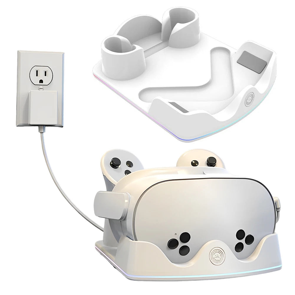 Charging Dock for Meta Quest 3S VR Headest Fast Charging Station W/ RGB Light Charging Stand for Meta Quest 3S/Quest 3/Quest 2