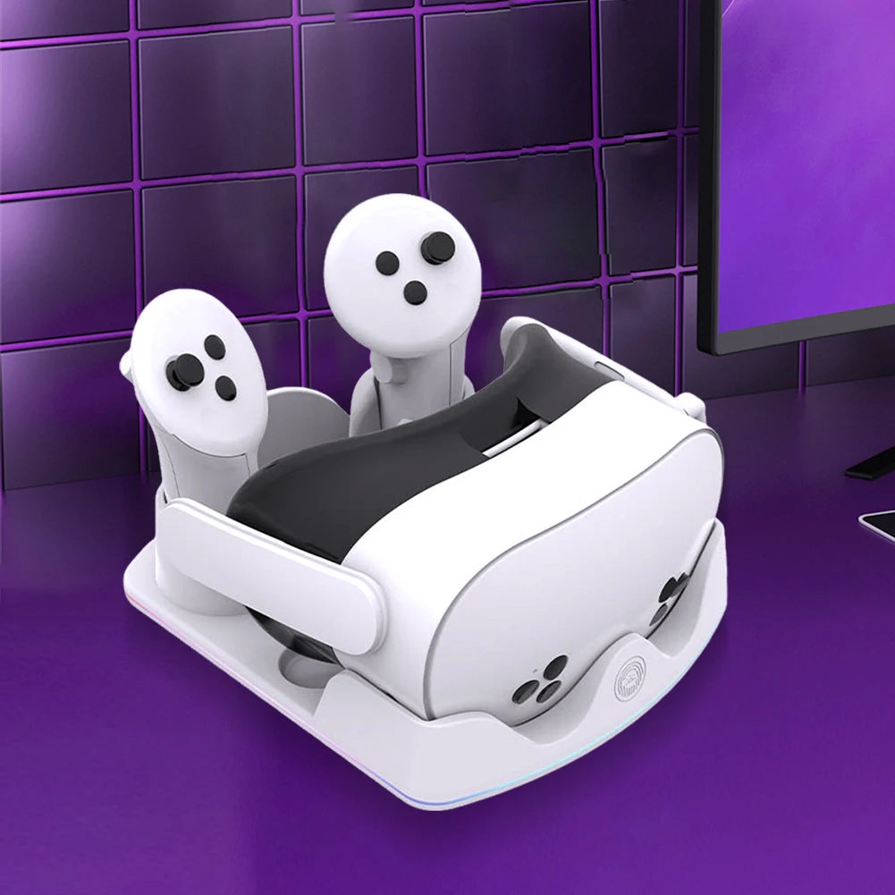 Charging Dock for Meta Quest 3S VR Headest Fast Charging Station W/ RGB Light Charging Stand for Meta Quest 3S/Quest 3/Quest 2