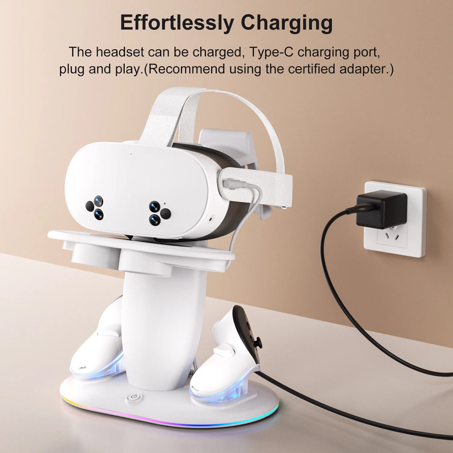 VR Headset Controller Charging Dock for Meta Quest 3S 3 2 VR Display Stand with 2 Rechargeable Batteries Charger Base