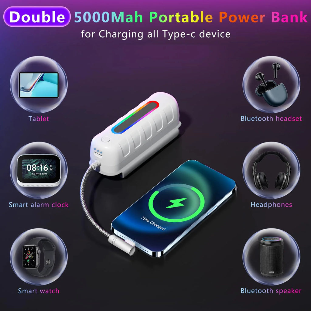 For Meta Quest 2/3/3s external power bank battery life power supply VR headset accessories fully compatible 5000mAh