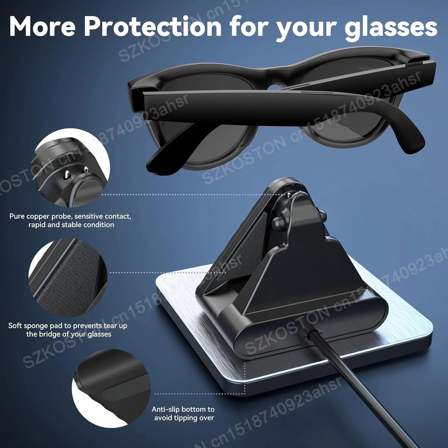 Portable charging dock for Rayban Meta AI Glasses Wayfarer/Skyler/Headliner Mini Charger with USB Cable Accessories