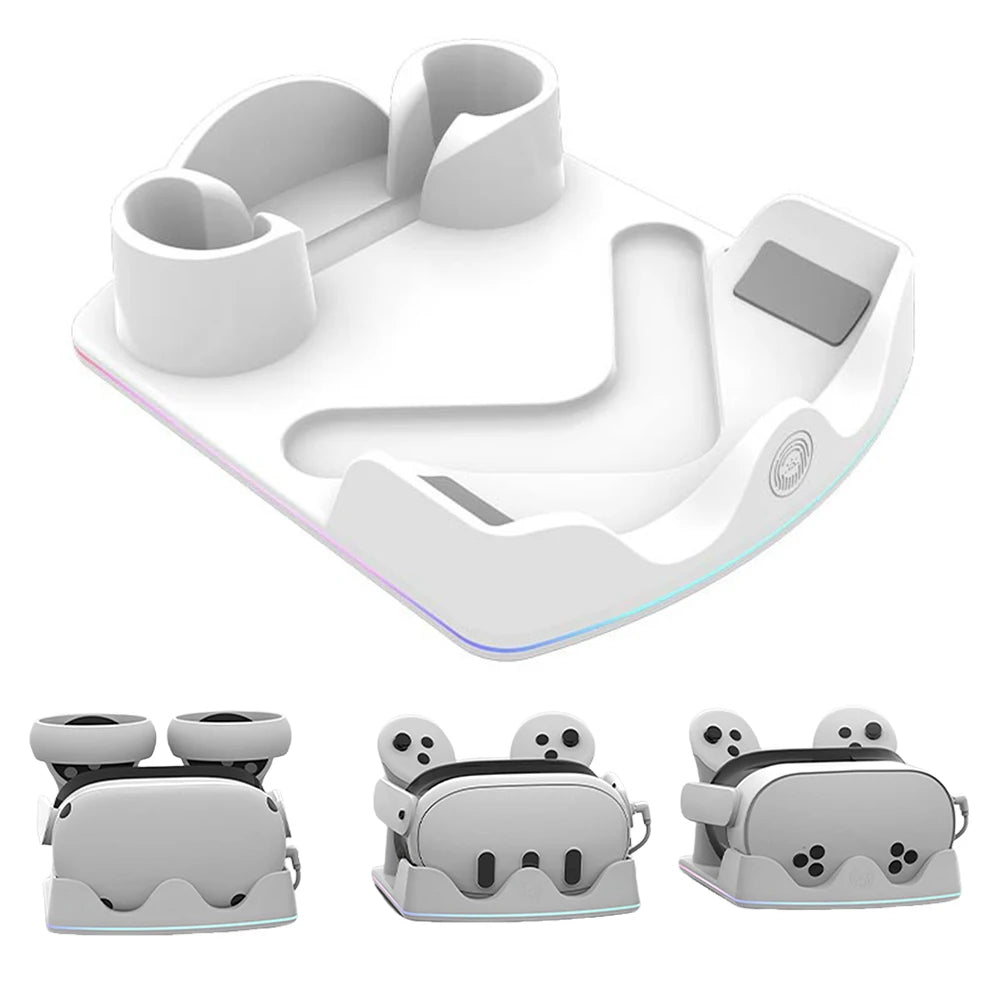 Charging Dock for Meta Quest 3S VR Headest Fast Charging Station W/ RGB Light Charging Stand for Meta Quest 3S/Quest 3/Quest 2