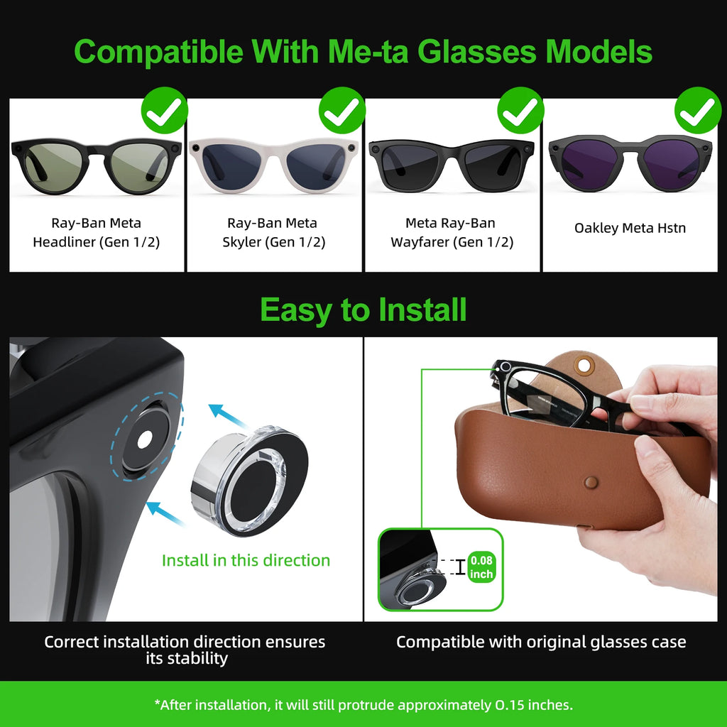 2/4/6PCS For Meta Smart Glasses Rotating Camera Cover for Ray Ban Meta Wayfarer/skyler/headliner Oakley Led Light Cover