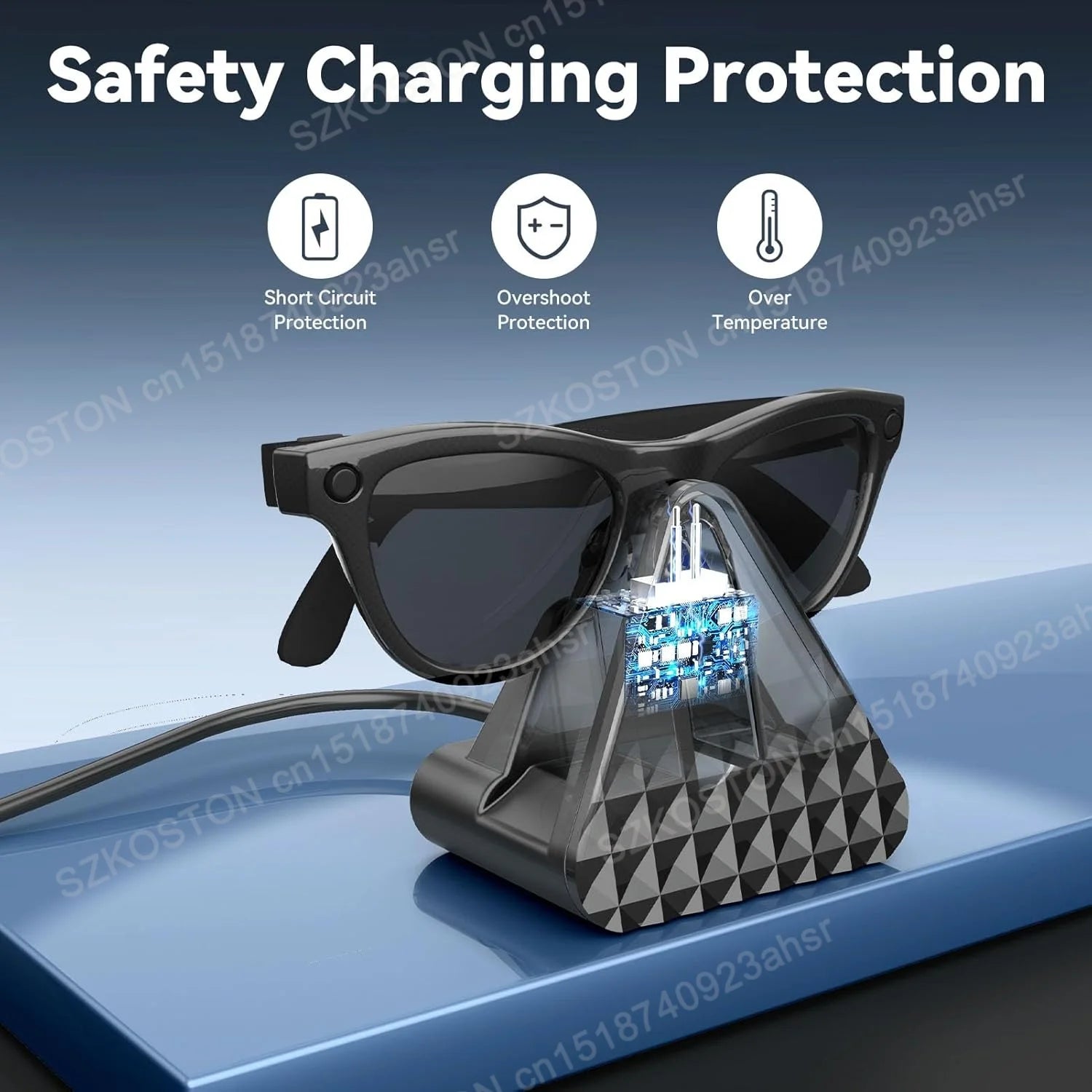 Portable charging dock for Rayban Meta AI Glasses Wayfarer/Skyler/Headliner Mini Charger with USB Cable Accessories