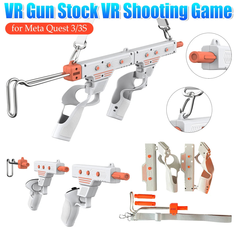 VR Shooting Game Accessories for Meta Quest 3/3S VR Controller Stock Detachable Rifle Adapter ABS Enhanced Immersion for Quest 3