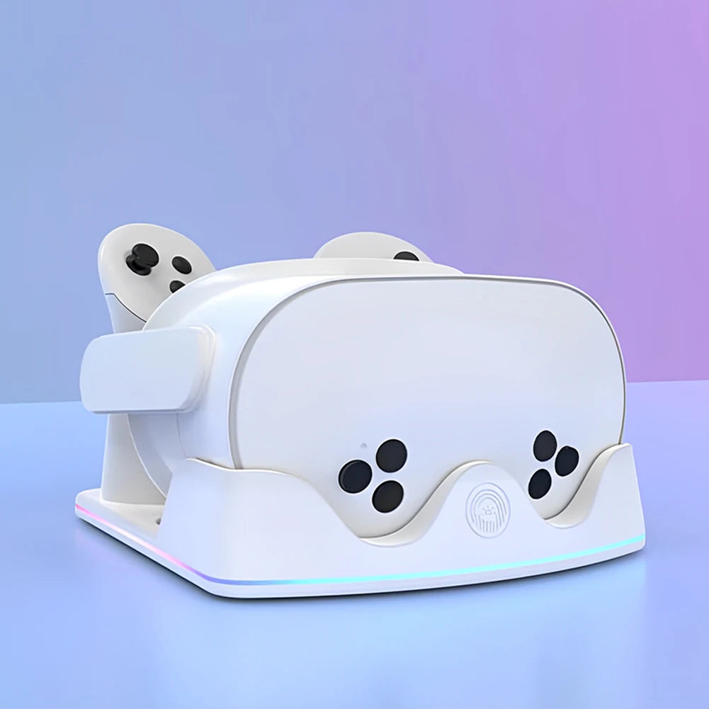 Charging Dock for Meta Quest 3S VR Headest Fast Charging Station W/ RGB Light Charging Stand for Meta Quest 3S/Quest 3/Quest 2