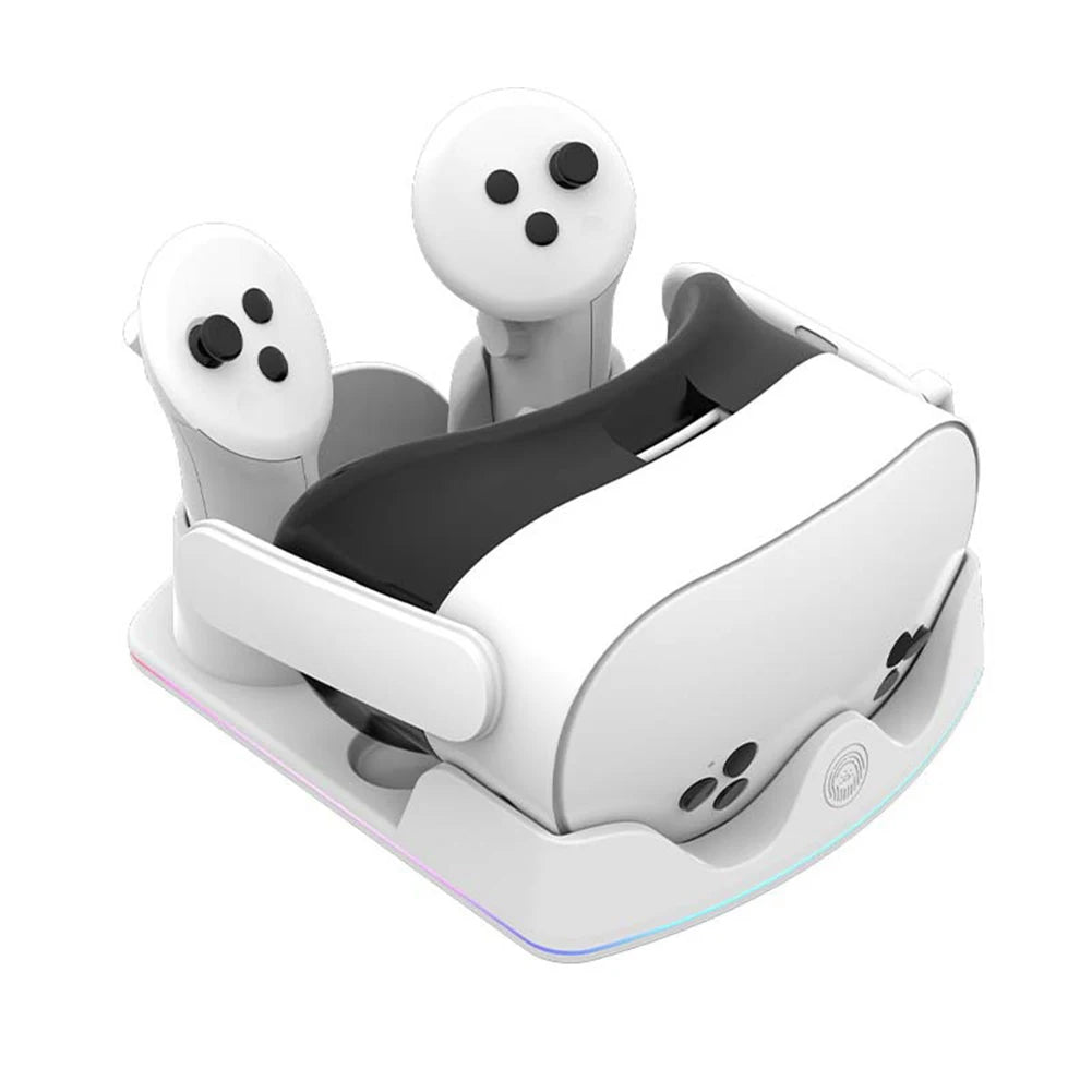 Charging Dock for Meta Quest 3S VR Headest Fast Charging Station W/ RGB Light Charging Stand for Meta Quest 3S/Quest 3/Quest 2