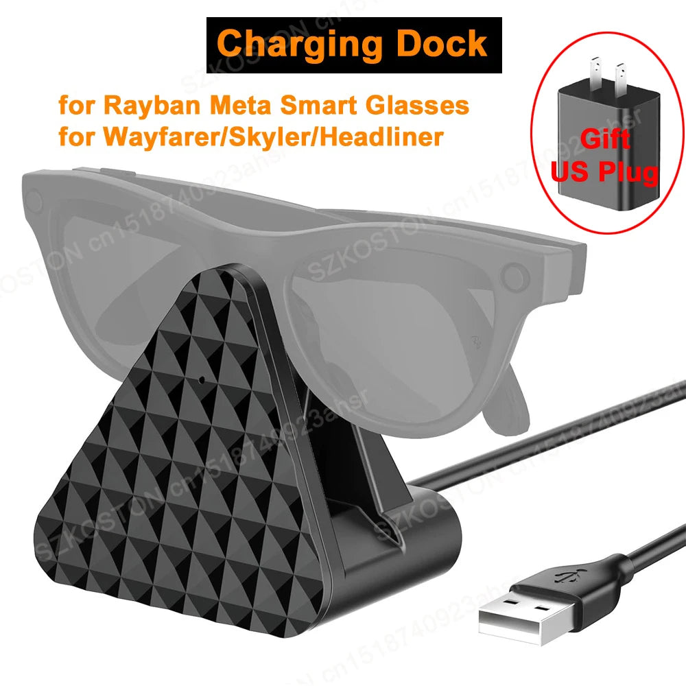 Portable charging dock for Rayban Meta AI Glasses Wayfarer/Skyler/Headliner Mini Charger with USB Cable Accessories
