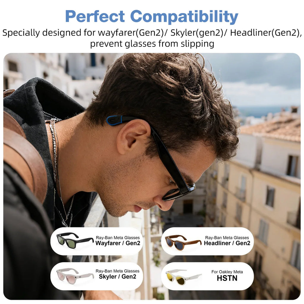 Eyeglass Ear Grip For Ray-Ban Meta Wayfarer/Skyler/Headliner&Gen 2 Smart Glasses Accessories Anti-Slip Silicone Elastic Retainer