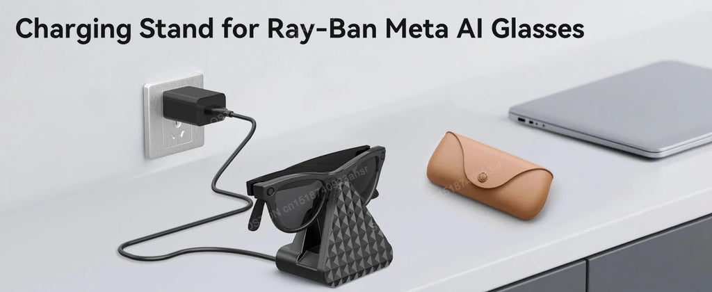 Portable charging dock for Rayban Meta AI Glasses Wayfarer/Skyler/Headliner Mini Charger with USB Cable Accessories