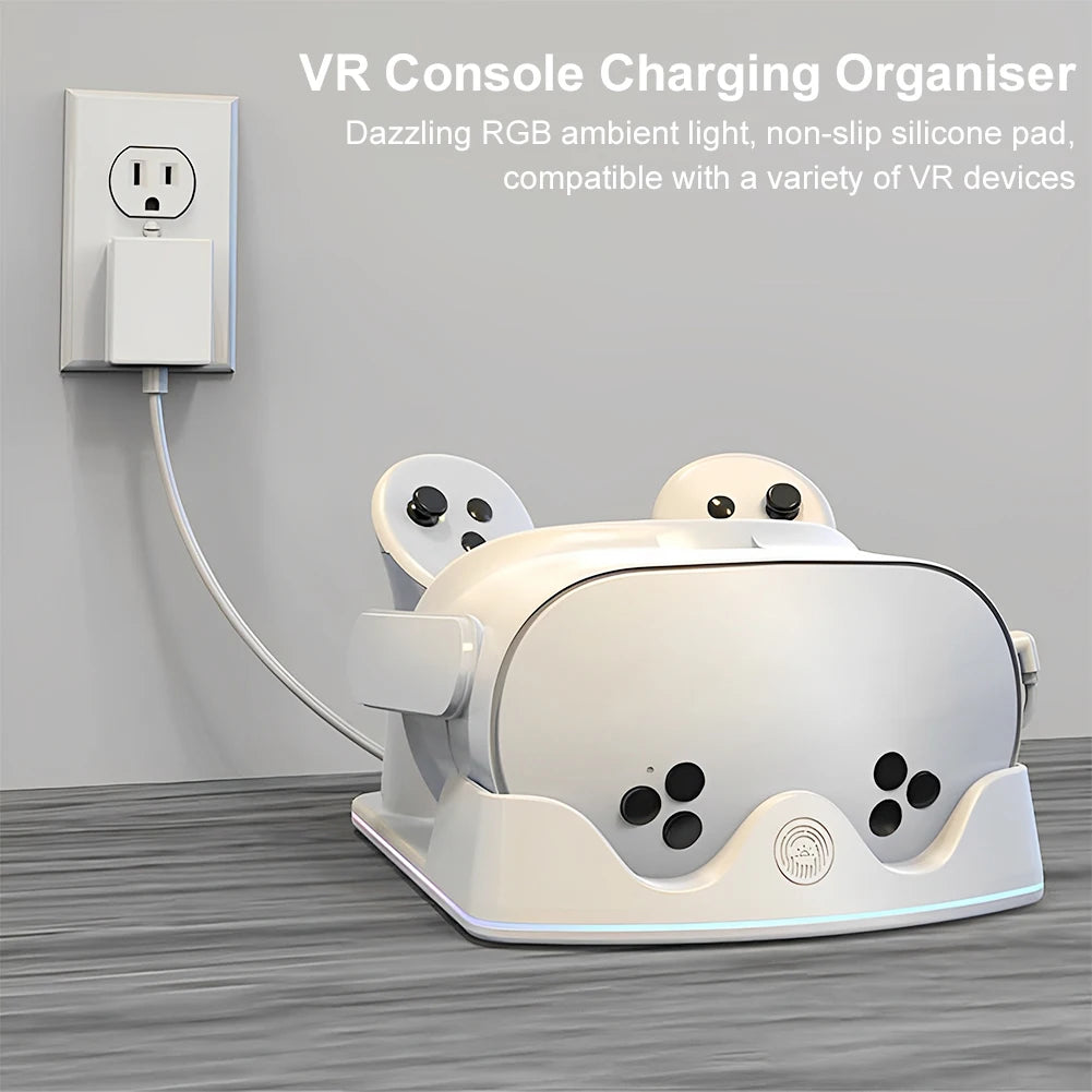 Charging Dock for Meta Quest 3S VR Headest Fast Charging Station W/ RGB Light Charging Stand for Meta Quest 3S/Quest 3/Quest 2