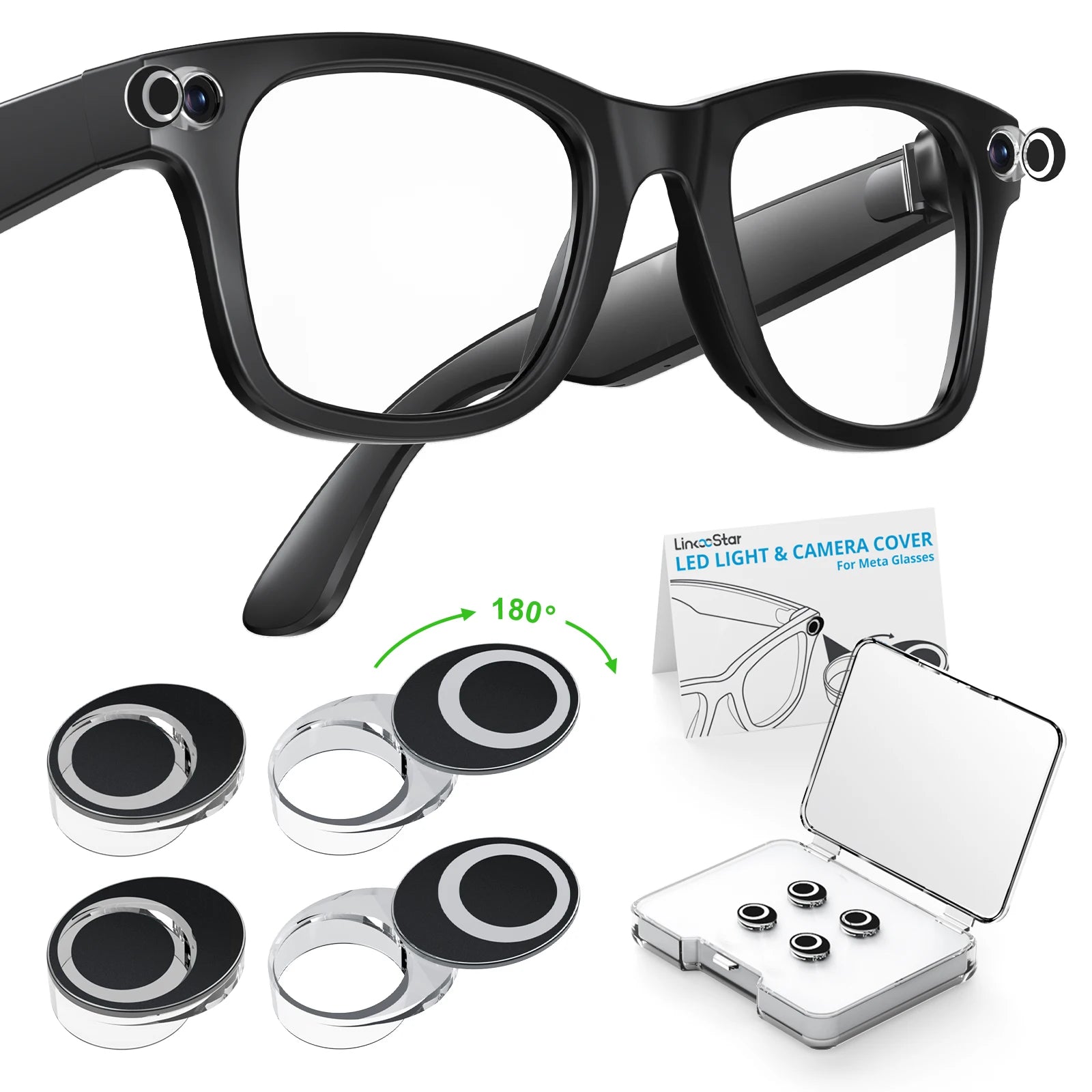 2/4/6PCS For Meta Smart Glasses Rotating Camera Cover for Ray Ban Meta Wayfarer/skyler/headliner Oakley Led Light Cover