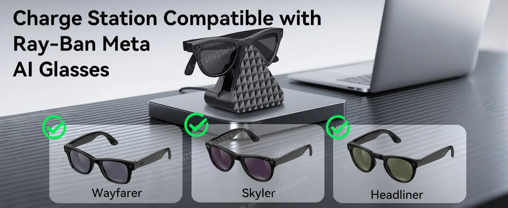Portable charging dock for Rayban Meta AI Glasses Wayfarer/Skyler/Headliner Mini Charger with USB Cable Accessories