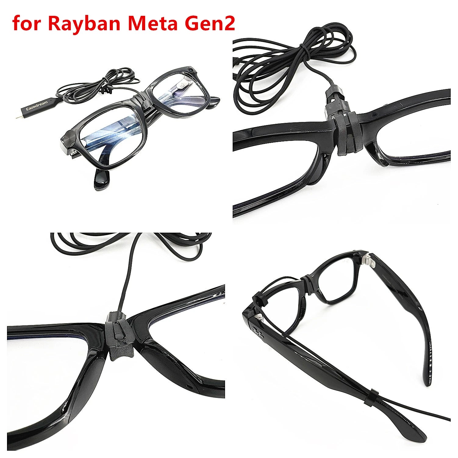 USB / Type-C Charging Cable support Direct Charge Without Case & Continuous Power for Ray-Ban Meta Gen 1 2 Smart Glasses Rayban