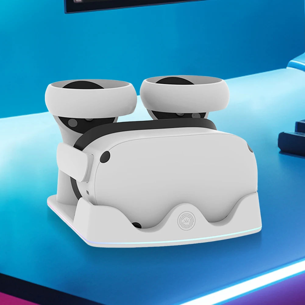 Charging Dock for Meta Quest 3S VR Headest Fast Charging Station W/ RGB Light Charging Stand for Meta Quest 3S/Quest 3/Quest 2