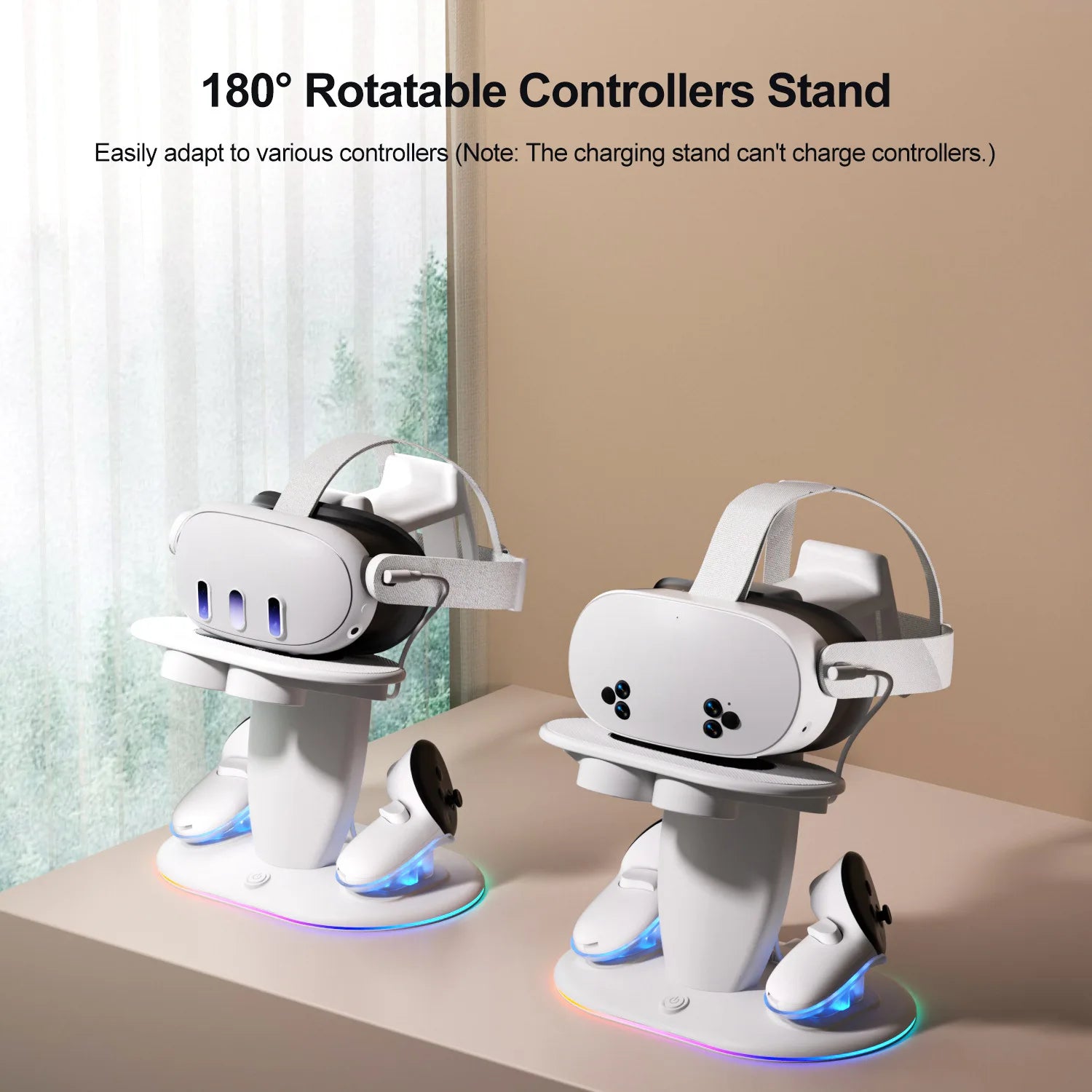 VR Headset Controller Charging Dock for Meta Quest 3S 3 2 VR Display Stand with 2 Rechargeable Batteries Charger Base