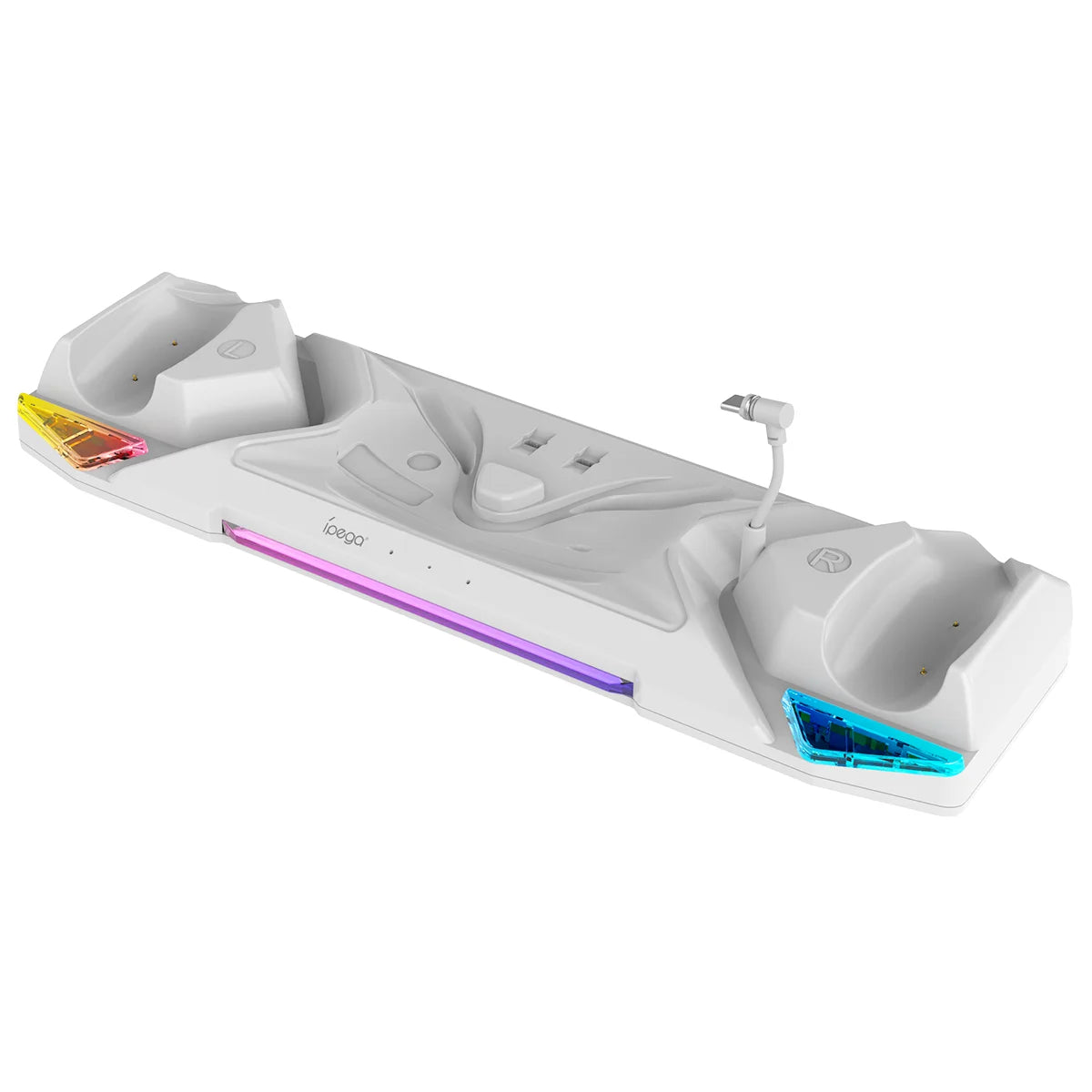 VR Charging Dock PG-QT04 for Quest 3S/Quest 3/Quest 2 VR Headset&Controllers with RGB LED Light, VR Accessories with 2 Batteries