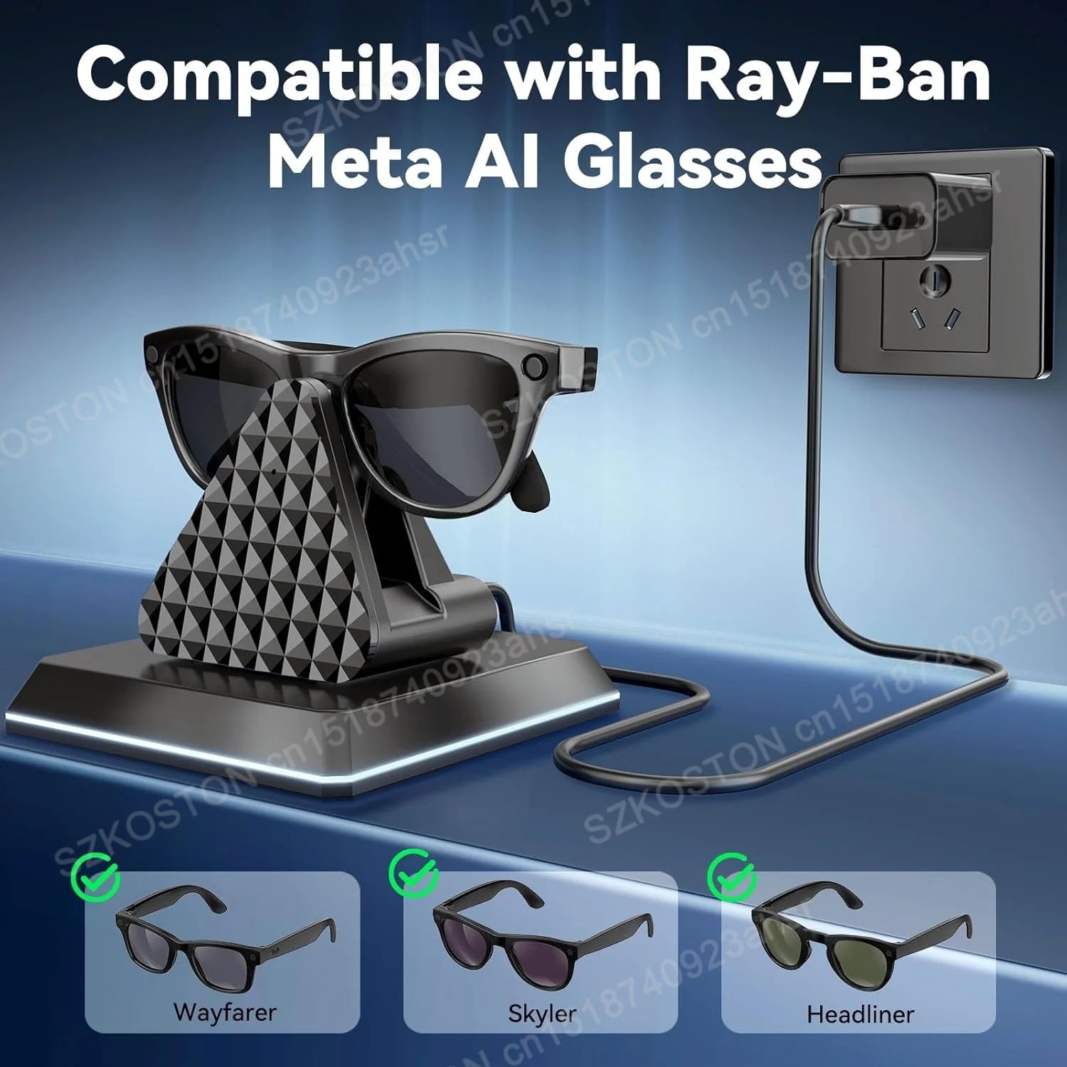 Portable charging dock for Rayban Meta AI Glasses Wayfarer/Skyler/Headliner Mini Charger with USB Cable Accessories